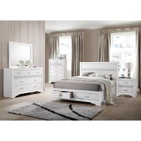 Miranda Contemporary White Queen Storage Bed