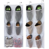 Kimbora 2 Packs Narrow Over The Doorwall Shoe Organizer Small Hanging Shoe Rack For Closet With Clear Mesh Pocket For Bathroom