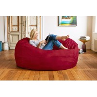 Lumaland Luxurious Giant 6Ft Bean Bag Chair With Microsuede Cover - Ultra Soft  Foam Filling  Washable Large Bean Bag Sofa For Kids  Teenagers  Adults - Sack Chair For Dorm  Family Room - Red