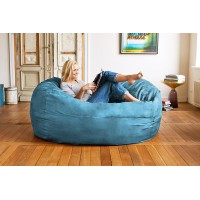 Lumaland Luxurious Giant 6Ft Bean Bag Chair With Microsuede Cover - Ultra Soft  Foam Filling  Washable Large Bean Bag Sofa For Kids  Teenagers  Adults - Sack Chair For Dorm  Family Room - Light Blue