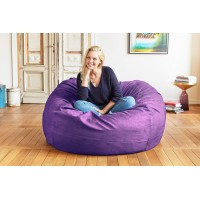 Lumaland Luxurious 4Ft Bean Bag Chair With Microsuede Cover - Ultra Soft  Foam Filling  Washable Medium Bean Bag Sofa For Kids  Teenagers  Adults  Pets - Sack Chair For Dorm  Kid'S Room - Purple