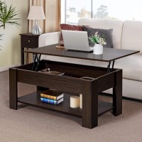 Yaheetech Lift Top Coffee Table With Hidden Compartment And Storage Shelf, Rising Tabletop Dining Table For Living Room Reception Room, 47.5In L, Espresso