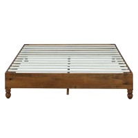 Musehomeinc 12 Inch Solid Wood Bed Frame Rustic Style Eliminates The Need For A Boxspring, Natural Finish, Queen