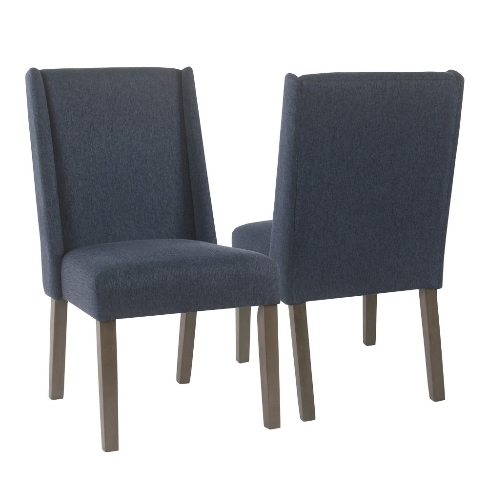 Homepop Dinah Modern Dining Chair Set Of 2 Navy 38X20X26 Inches