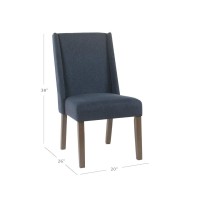 Homepop Dinah Modern Dining Chair Set Of 2 Navy 38X20X26 Inches