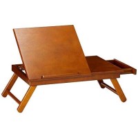 Winsome Anderson, Flip Top with Drawer, Foldable Legs Lap Desk, Teak, 25.37x13.78x8.06