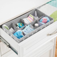 Mdesign Soft Fabric Dresser Drawer/Closet Divided Storage Organizer Bins For Nursery - Holds Blankets, Bibs, Socks, Lotion, Clothes, Shoes, Toys - Set Of 5 - Gray/White Polka Dot