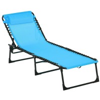 Outsunny Folding Chaise Lounge Pool Chair Patio Sun Tanning Chair Outdoor Lounge Chair With 4Position Reclining Back Breatha