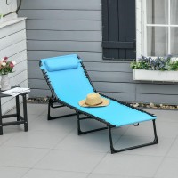 Outsunny Folding Chaise Lounge Pool Chair Patio Sun Tanning Chair Outdoor Lounge Chair With 4Position Reclining Back Breatha