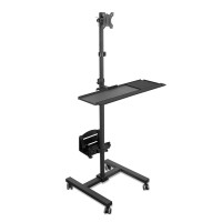 Mount-It! Computer Cart, Rolling Computer Desk, Mobile Desk Workstation With Monitor Mount For Up To 32