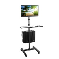 Mount-It! Computer Cart, Rolling Computer Desk, Mobile Desk Workstation With Monitor Mount For Up To 32