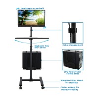 Mount-It! Computer Cart, Rolling Computer Desk, Mobile Desk Workstation With Monitor Mount For Up To 32