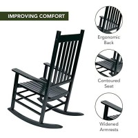 Shine Company Vermont Porch Rocker High Back Wood Rocking Chair Dark Green