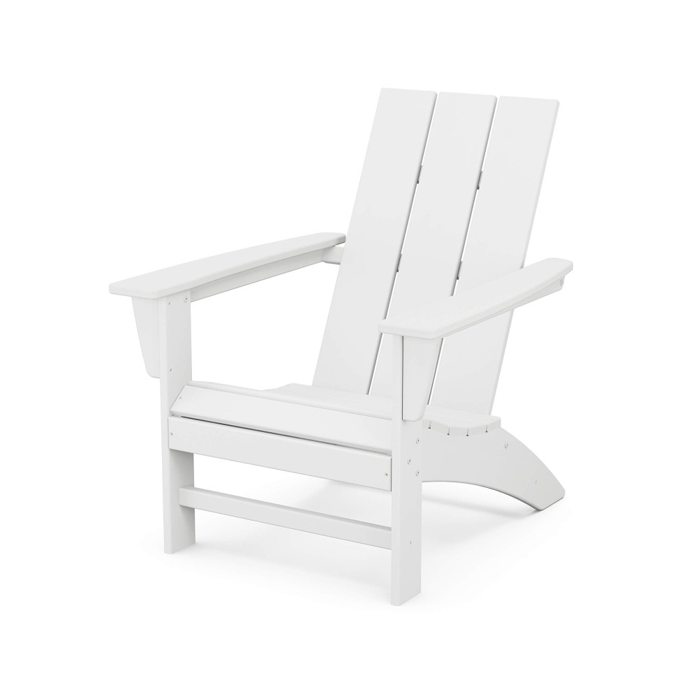 Polywood Ad420Wh Modern Adirondack Chair White Durable High Density Polyethylene Construction Easy Assembly Waterproof Comf