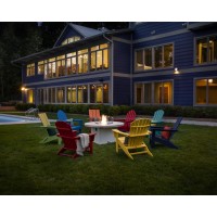 Polywood Ad420Sr Modern Adirondack Chair Sunset Red Durable High Density Polyethylene Construction Easy Assembly Waterproof