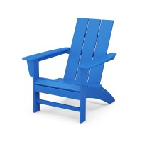 Polywood Ad420Pb Modern Adirondack Chair Pacific Blue Durable High Density Polyethylene Construction Easy Assembly Waterproo