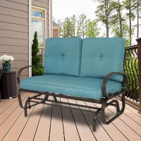 Kozyard Cozy Patio Glider Bench Outdoor Rocking Loveseat With Sturdy Frame And Cushioned Seats For Patio Yard Rocker Swing