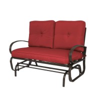 Kozyard Cozy Patio Glider Bench Outdoor Rocking Loveseat With Sturdy Frame And Cushioned Seats For Patio Yard Rocker Swing