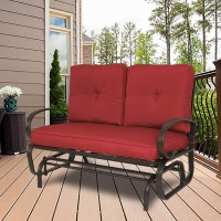 Kozyard Cozy Patio Glider Bench Outdoor Rocking Loveseat With Sturdy Frame And Cushioned Seats For Patio Yard Rocker Swing