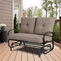 Kozyard Cozy Patio Glider Bench Outdoor Rocking Loveseat With Sturdy Frame And Cushioned Seats For Patio Yard Rocker Swing