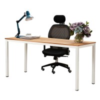 Dlandhome 63 Inches X-Large Computer Desk, Composite Wood Board, Decent And Steady Home Office Desk/Workstation/Table, Bs1-160Tw Teak And White Legs, 1 Pack