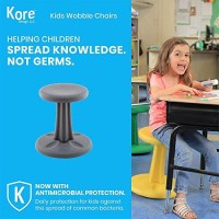 Kore Kids Junior Wobble Chair - Flexible Seating Stool For Classroom, Elementary School, Add/Adhd - Made In The Usa - Junior- Age 8-9, Grade 3-4, Grey (16In)