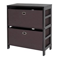 Winsome Wood Torino 3-PC Set Shelf w/Black Fabric Baskets Storage and Organization, Espresso/Chocolate