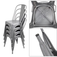 Jummico Metal Dining Chair Stackable Indoor Outdoor Industrial Vintage Chairs Bistro Kitchen Cafe Side Chairs With Back Set Of 4