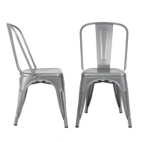 Jummico Metal Dining Chair Stackable Indoor Outdoor Industrial Vintage Chairs Bistro Kitchen Cafe Side Chairs With Back Set Of 4