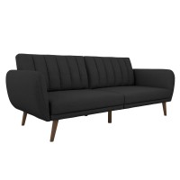 Novogratz Brittany 82 Inch Futon Sofa Bed Upholstered Couch Sleeper With Tufted Back Midcentury Modern Dark Gray