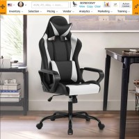 Bestoffice Ergonomic Office, Pc Gaming Chair Cheap Desk Chair Executive Pu Leather Computer Chair Lumbar Support With Footrest Modern Task Rolling Swivel Chair For Women, Men(White)