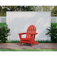 Polywood Ad4030Sr Classic Outdoor Adirondack Chair Sunset Red