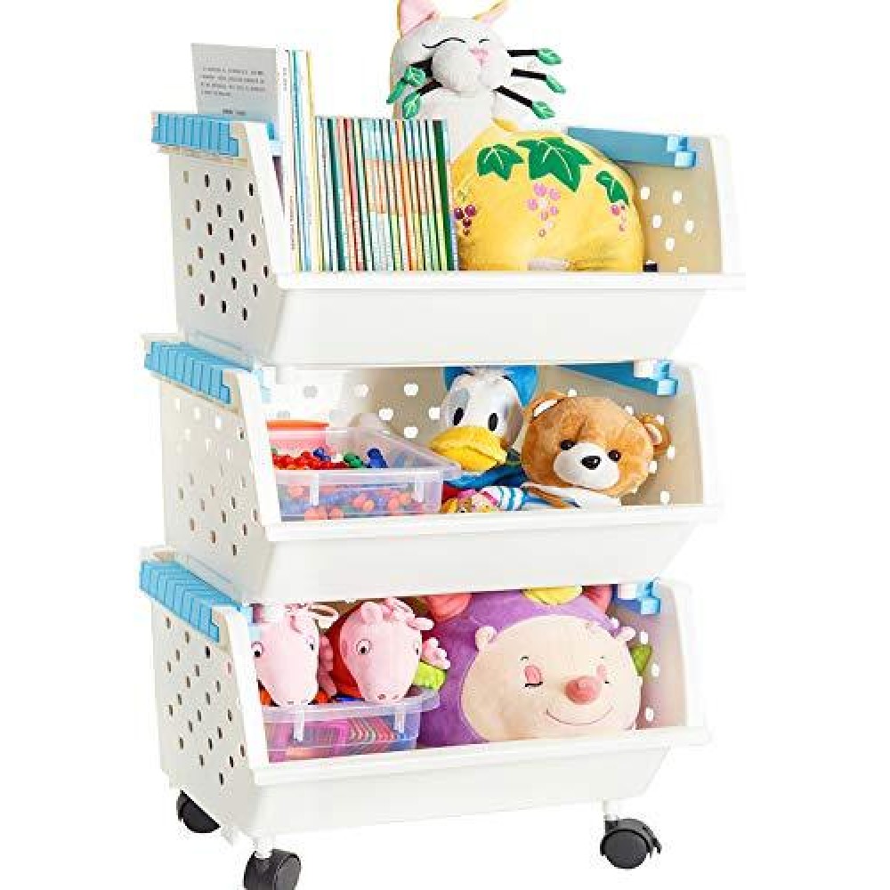 Magdesigner Kids' Toys Chest Large Baskets Storage Bins Organizer With Wheels Can Move Everywherenatural/Primary (Primary Collection)
