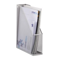 Relaxdays 10022494_55 Mesh File Holder, 31.5 X 7.2 X 25 Cm, Silver