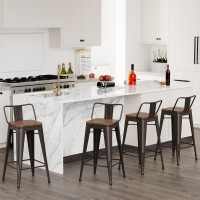 Changjie Furniture 30 Inch Bar Stools Bar Height Bar Stools Industrial Metal Barstools Set Of 4 For Home Kitchen (30 Inch, Rusty)