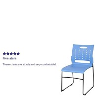 Flash Furniture 5 Pack Hercules Series 881 Lb Capacity Blue Sled Base Stack Chair With Air-Vent Back