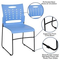 Flash Furniture 5 Pack Hercules Series 881 Lb Capacity Blue Sled Base Stack Chair With Air-Vent Back
