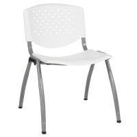 Hercules Series 880 Lb. Capacity White Plastic Stack Chair With Titanium Gray Powder Coated Frame