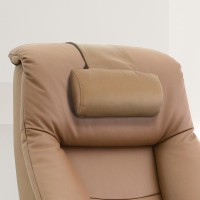 RelaxR Montreal Recliner and Ottoman with Pillow in Sand Top Grain Leather