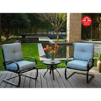 Kozyard Susan 3 Pcs Patio Bistro Set Outdoor Furniture For Patio, Garden, And Yard With Cushioned Seats(Blue)
