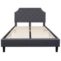 Brighton Queen Size Tufted Upholstered Platform Bed in Dark Gray Fabric