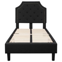 Brighton Twin Size Tufted Upholstered Platform Bed in Black Fabric
