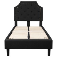 Brighton Twin Size Tufted Upholstered Platform Bed in Black Fabric