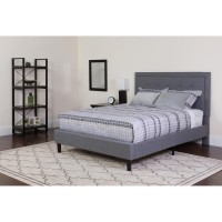 Roxbury Full Size Tufted Upholstered Platform Bed in Light Gray Fabric