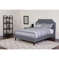Brighton Twin Size Tufted Upholstered Platform Bed in Light Gray Fabric