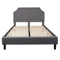 Brighton Queen Size Tufted Upholstered Platform Bed in Light Gray Fabric