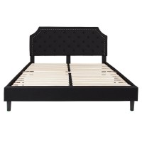 Brighton King Size Tufted Upholstered Platform Bed in Black Fabric