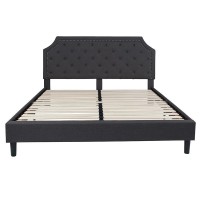 Brighton King Size Tufted Upholstered Platform Bed in Dark Gray Fabric