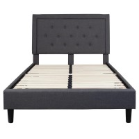 Roxbury Full Size Tufted Upholstered Platform Bed in Dark Gray Fabric
