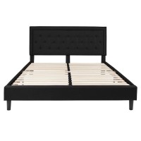 Roxbury King Size Tufted Upholstered Platform Bed in Black Fabric